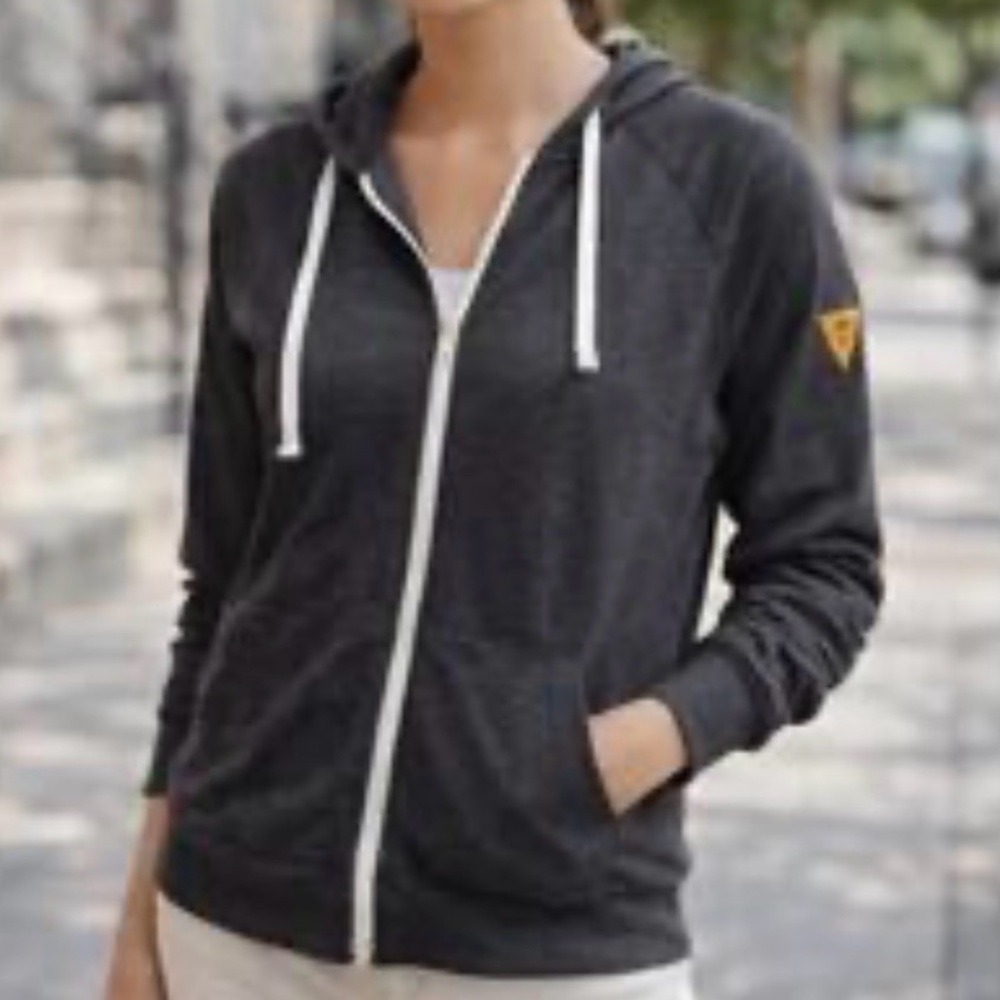 American Giant Grey Full Zip-Up‎ Hoodie Size Large Black Heather